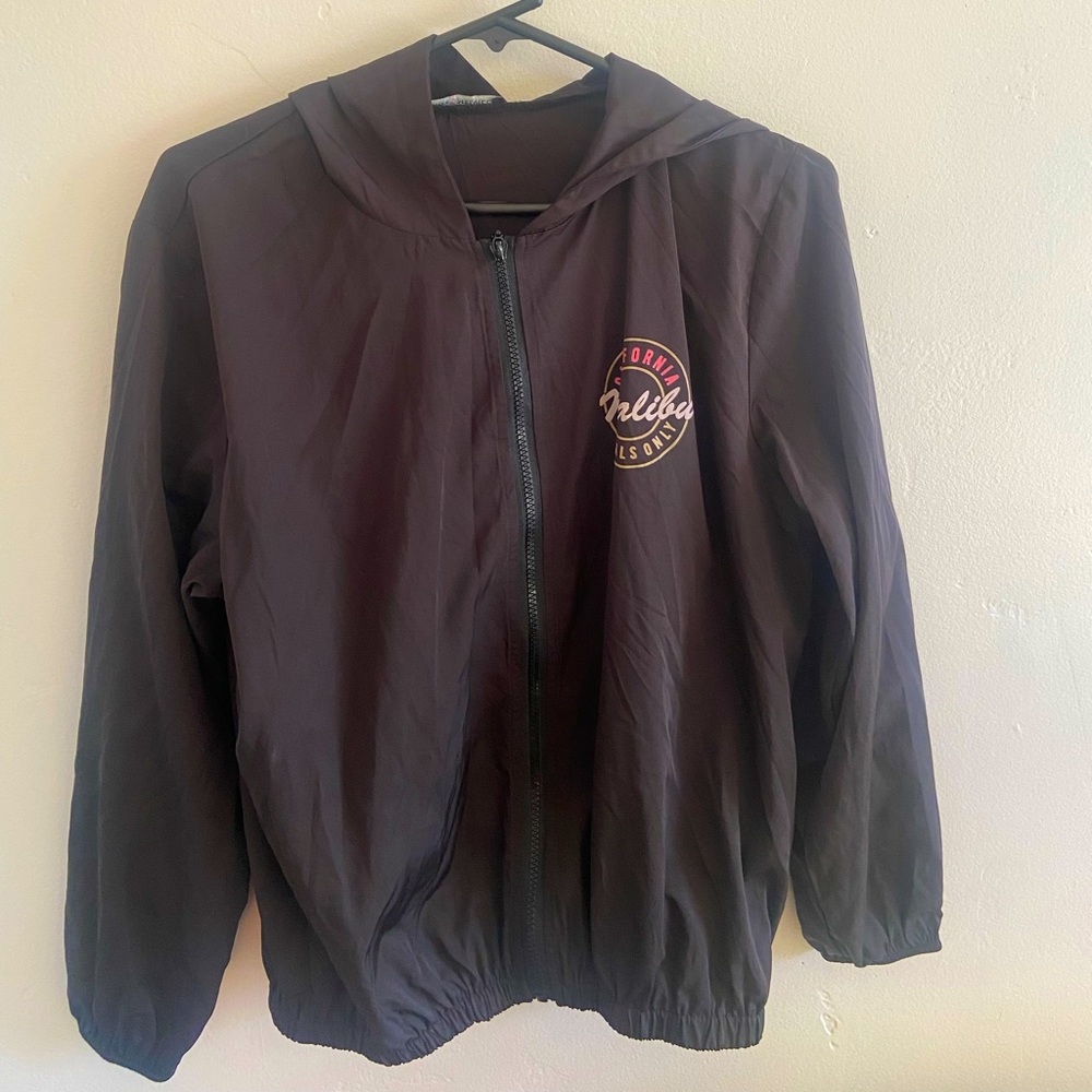 Women’s Bomber Jacket,Locals Only, Black, Thin-Rain Coat, Medium